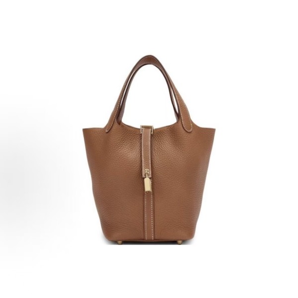 HERMES Picotin Lock 18 Gold buckle Basket Bucket Bag Handbag 18 Women\'s style 37 Gold Golden brown